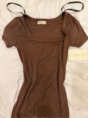 Brown Square-Neck Women's Top